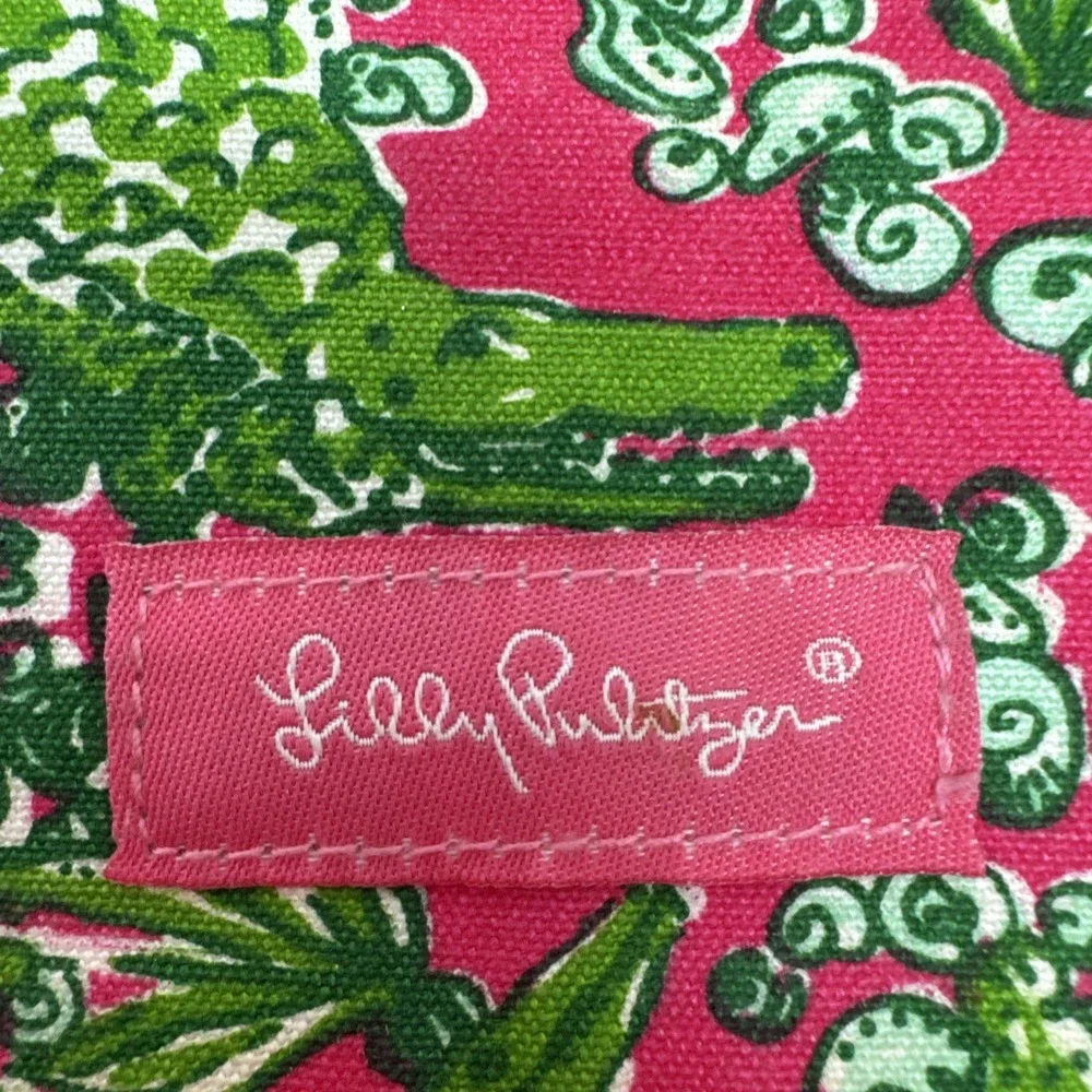 Lilly Pulitzer Reusable Insulated Sandwich Snack Bag Pink Green pink alligator 2